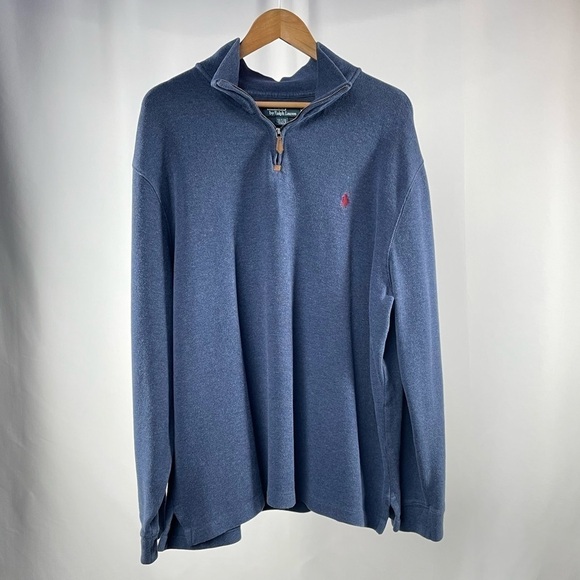 Polo by‎ Ralph Lauren 1/4 Zip Pullover Sweater in Blue Size Extra Extra Large - Picture 1 of 4